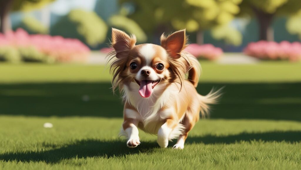 犬が気持ちよさそうに走る